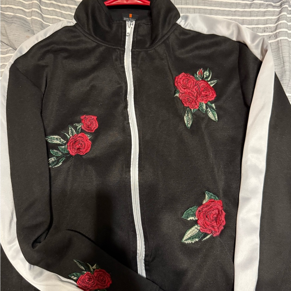 Floral Embroidered Black Jacket